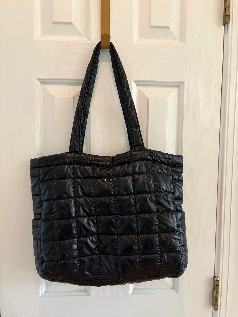 Cider Quilted Puffer Tote, Black